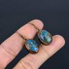 Copper Neon Blue Apatite Copper Electroformed Earrings, Handmade Gemstone Earrings Jewelry, Gifts For Wife Brand New Earrings