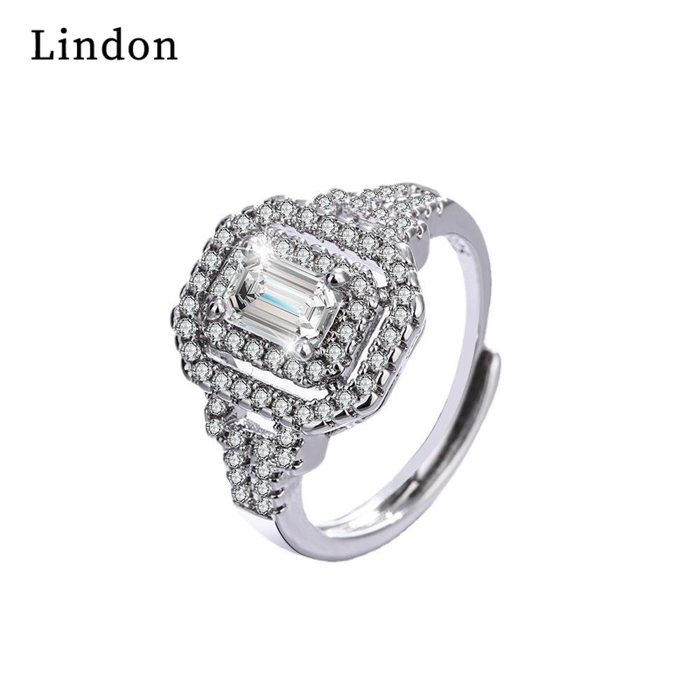 Lindon Classic Copper Alloy Zircon Ring Ladies Jewelry Wedding Promise Party Gift