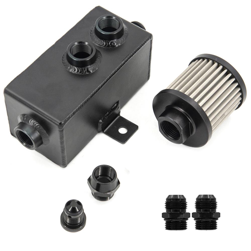 Universal Car 1L Aluminum Oil Catch Can Tank Fuel Tank With Breather Filter Drain With AN6/8/10 Fitting OCT-AN10-1L-BK