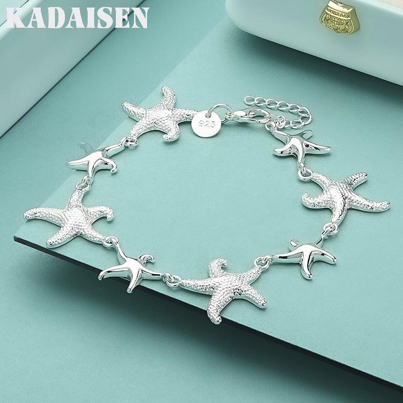 New Luxury 925 Sterling Silver Precious Star Bracelets for Men Women Fashion Fine Jewelry Lady Party Wedding 20cm Holiday Gifts