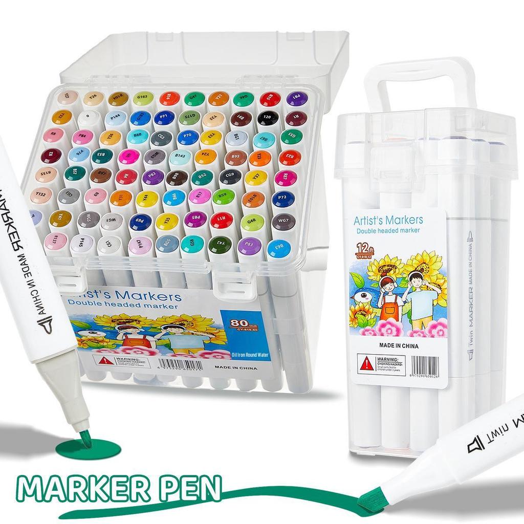 80-Color Double-Ended Marker Set for Kids - Ideal for Painting and Drawing