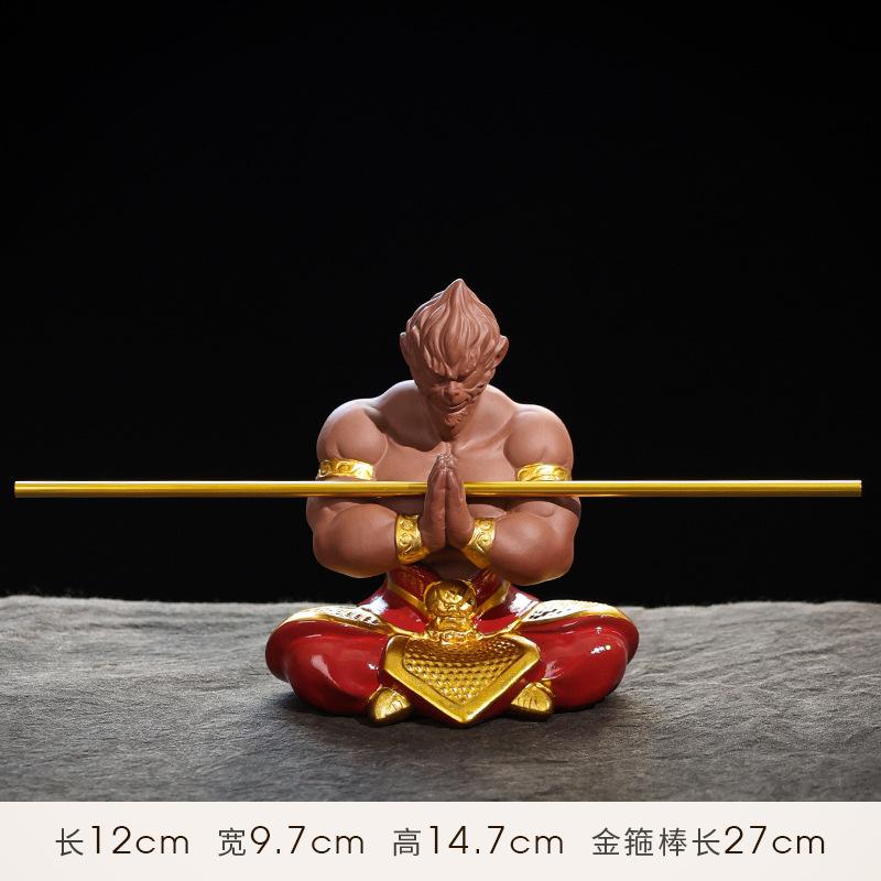Ceramic Sun Wukong Character Statue, Modern Art Sculpture, Home Living Room, Loft Crafts Gift, Battle God Monkey Statue