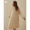 2024 Rayon Satin Long Sleeves Cardigan over the Knee Nightdress Robe Pastoral Print Korean Pajamas plus Size Homewear