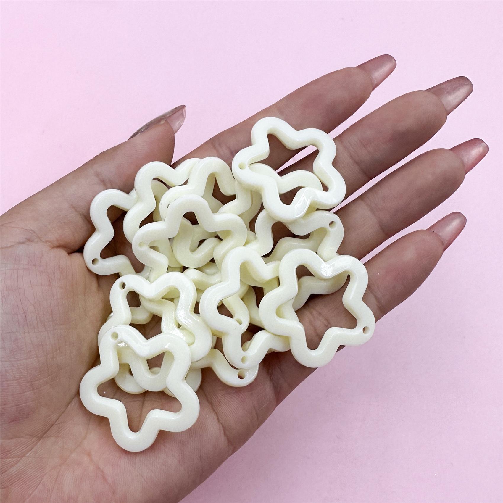 

Высококачественная подвеска в виде звезды пентаграммы, 40 шт., подвески цвета конфет для ожерелья, сережек, изготовление украшений своими руками, 30 мм, акрил белый