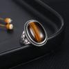 S925 Sterling Silver Retro Natural Labradorite Flower Rings Jewelry Silver Large Tiger Eye Engagement Wedding Gift for Women