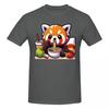 Unisex Kawaii Red Panda Eating RaUnisex Noodles Trendy T Shirt Streetwear Oneck Cotton T Shirts
