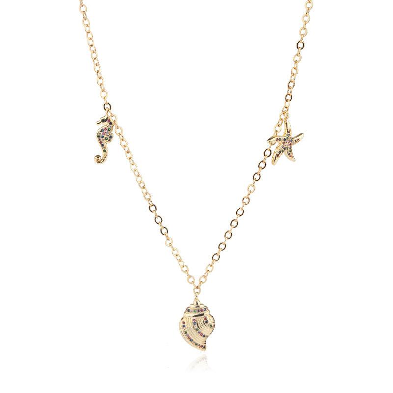 

Necklace Women, South American Shine Color Zirconium Conch Seahorse Combination Necklace Accessories