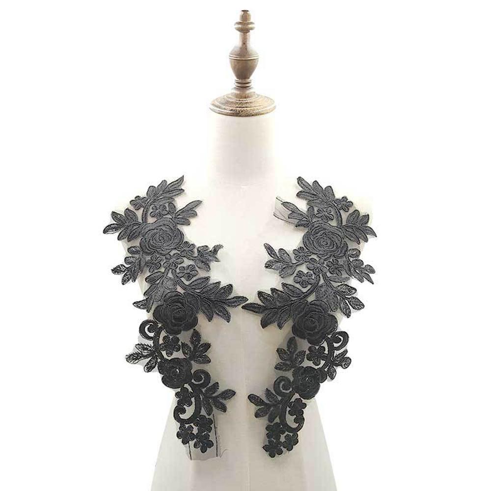 1Pair Black DIY Dress Applique Wings Wedding For Women Apparel Sewing Fabric Lace Sewing Patches Embroidery