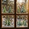 Reusable Glass Adhesive 2Pcs Christmas Snowflake Window Clings, Winter Green Pine Tree Static Decorative Film Stickers, Snow Dots Xmas Decals for Home