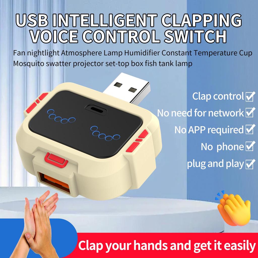 USB Clap Switch Voice-Activated Smart Controller - Plug & Play, No Network or App Required