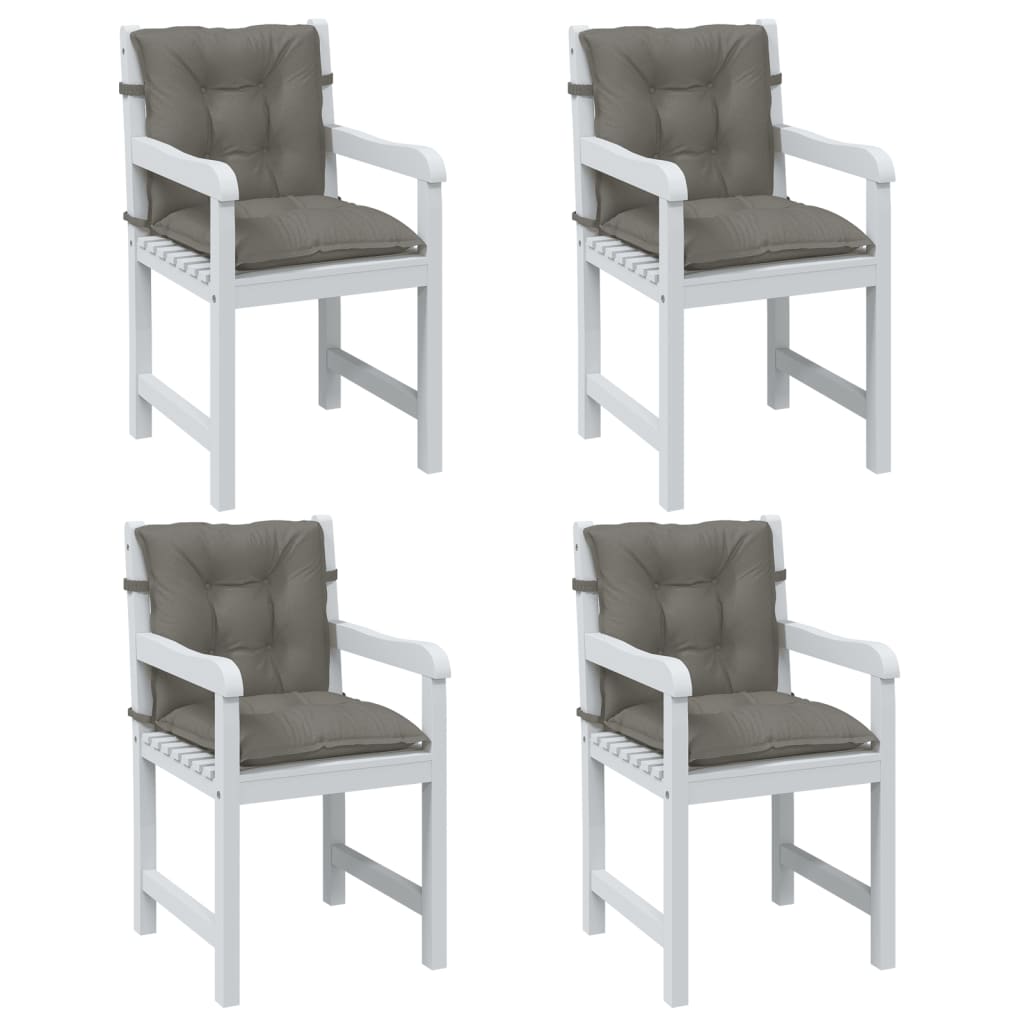 Low Back Chair Cushions 4 Pcs Dark Grey 100 X 50 X 7 Cm Fabric
