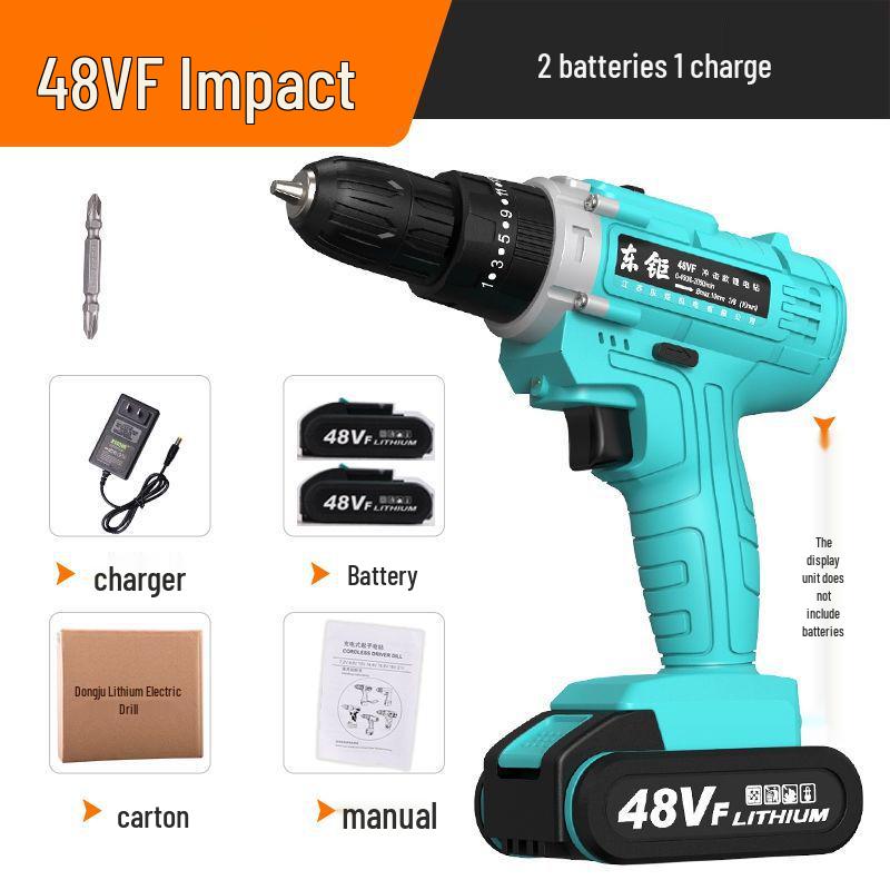 German Dual-Speed Lithium Battery Drill: Industrial-Grade, Electric Screwdriver, Hand Drill, Impact Drill for Household Use.