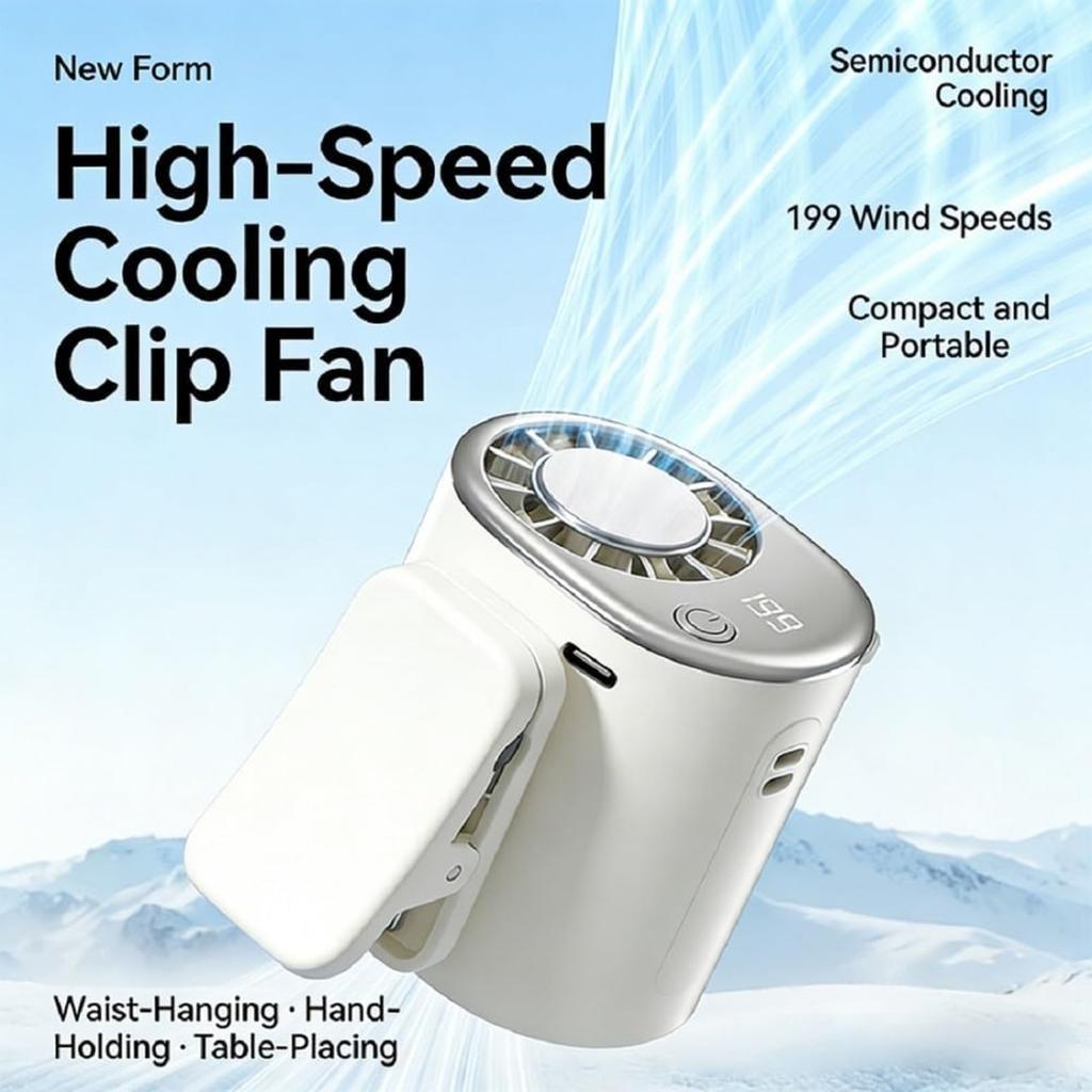 2026 Car Clip On Air Conditioner Fan with Led Display, Portable Mini Cooling System for Auto Vehicle, 360° Rotation, 199 Speeds