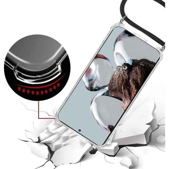 Coque - E.F.CONNECTION - pour Xiaomi 12T/12T Pro - Antichoc - Transparente - Cordon Vert Nuit