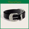 Black Vintage Decorative Rhinestone Belt Woman's Retro Style Alloy Buckle Personality Belt
