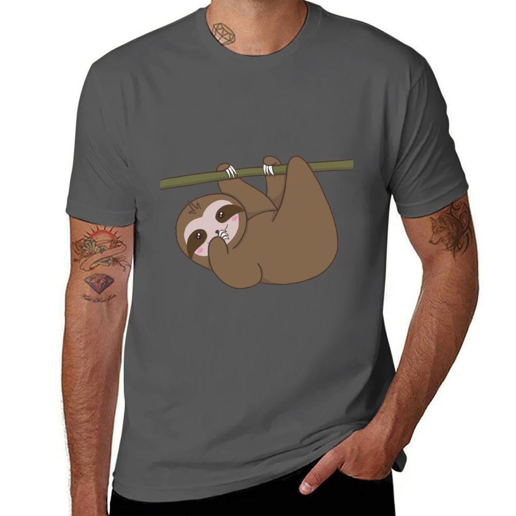 Silly Sloth Sticker T-Shirt Man T Shirt Summer Man T Shirt Designer T-Shirt