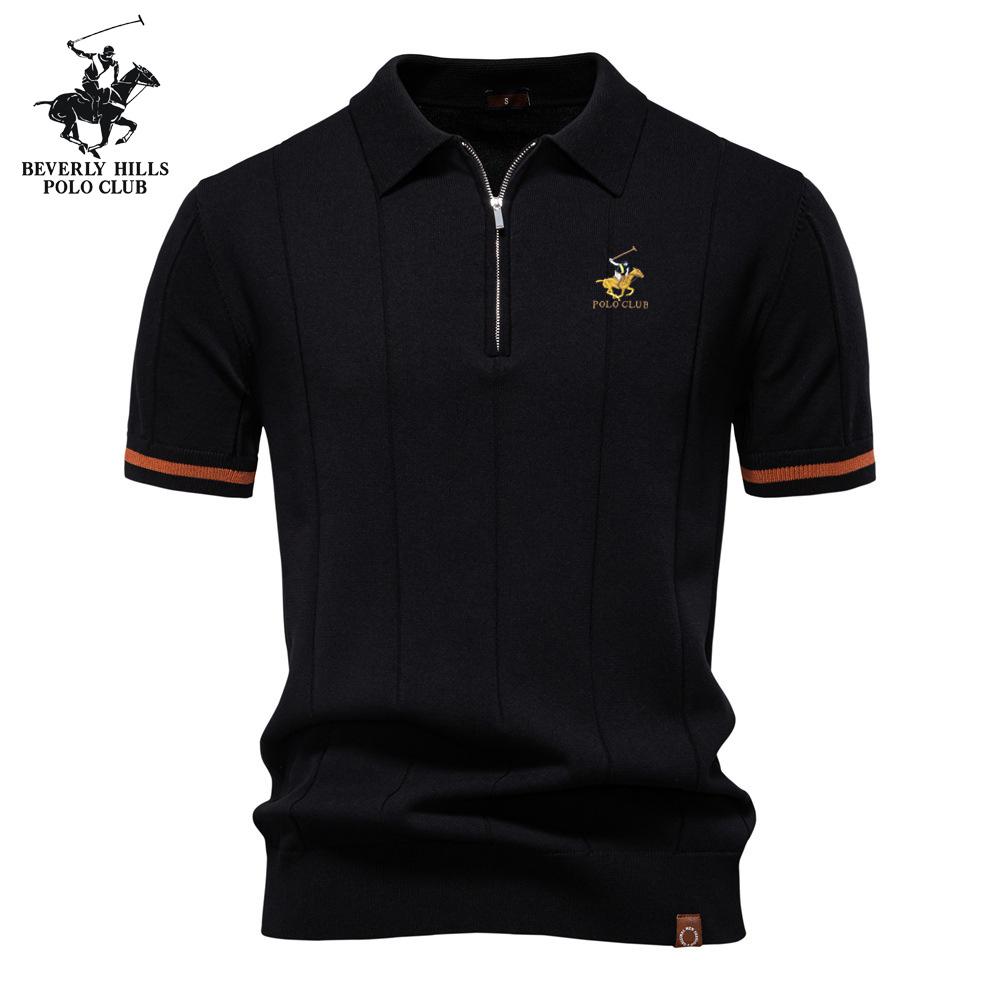

POLO CLUB 2025 Spring/Summer Pony Embroidered New Men s Business Casual Woolen Polo Shirt, Flip Collar Knitted Polo Shirt, Short Sleeve XXL