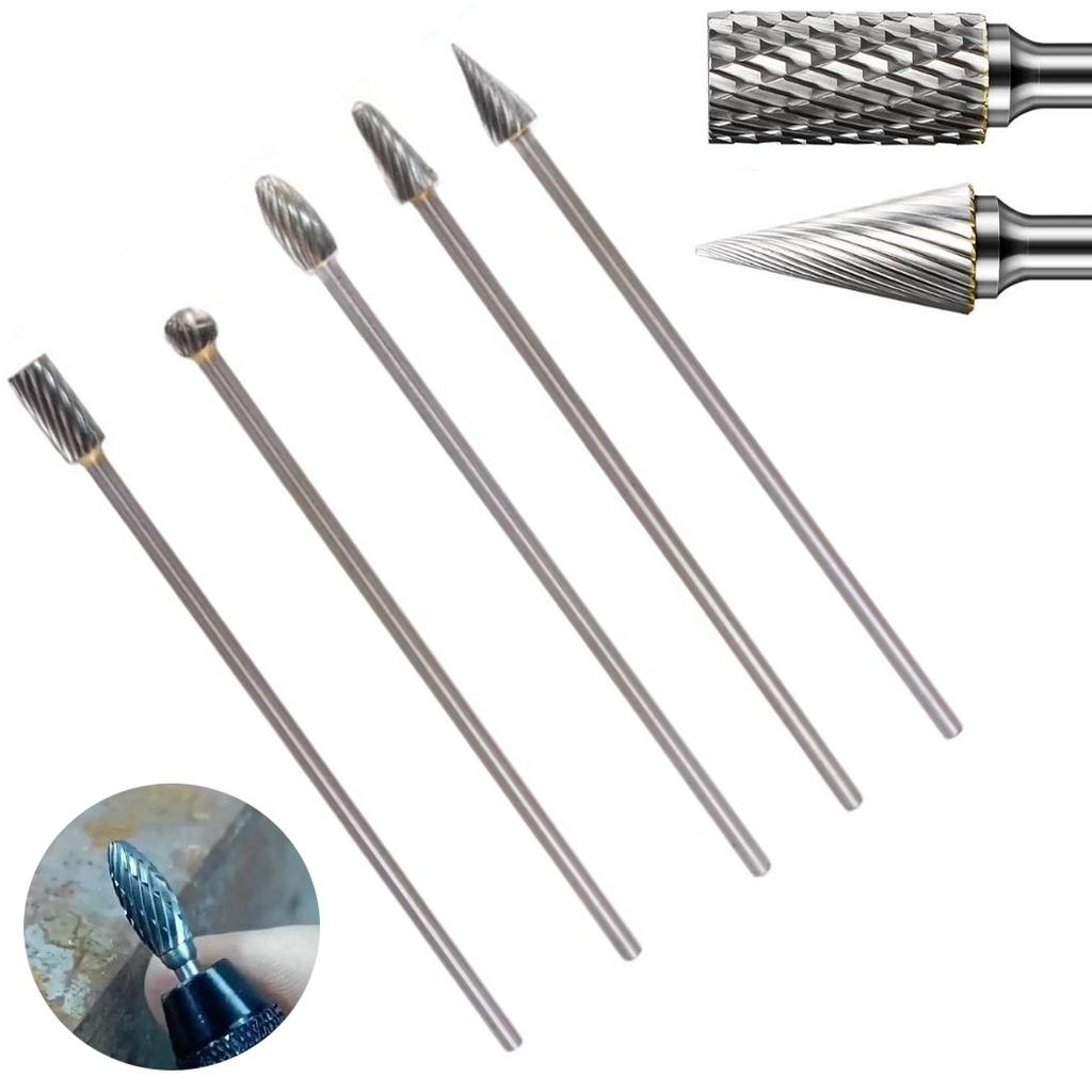 For Solid Carbide Rotary Burrs 5pcs 100mm Overall Length 3mm Shank 6mm Dia