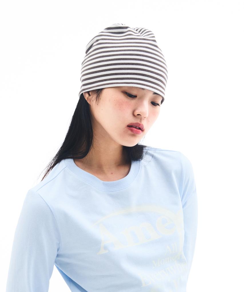 AMES-WORLDWIDE Jersey Stripe Beanie Gray