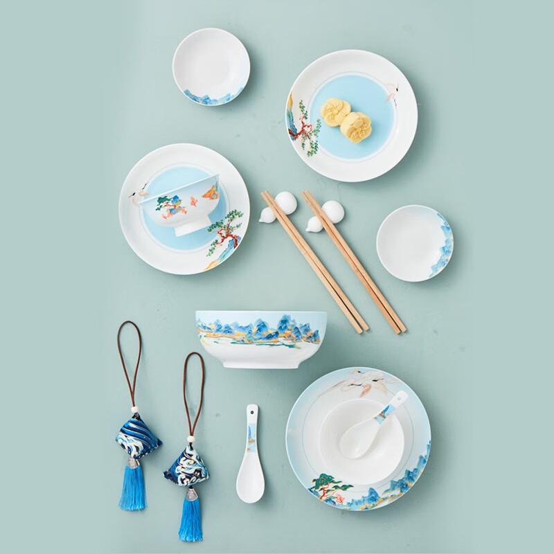 Gonghe Jingpin A Thousand Miles of Rivers and Mountains Ceramic Tableware Set