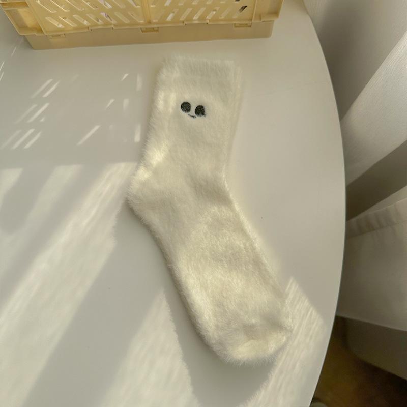 

Women Socks Wool Autumn Winter Warm Snow Markron Color Thick Plush Hairy Soft Postpartum Stockings Floor Sleep Socks One Size