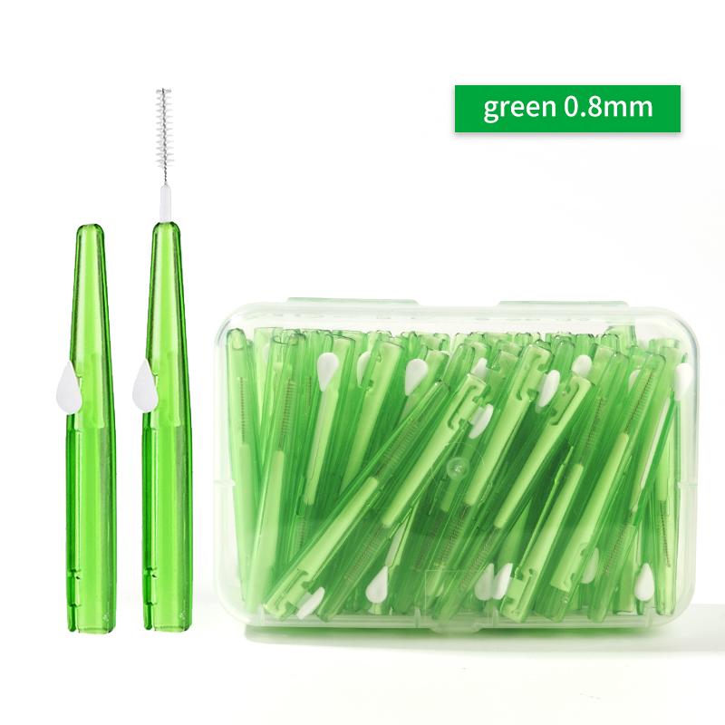 60 Pcs/Box Toothpick Dental Interdental Brush 0.6-1.5Mm Cleaning Between Teeth Oral Care Orthodontic  I Shape Tooth Floss
