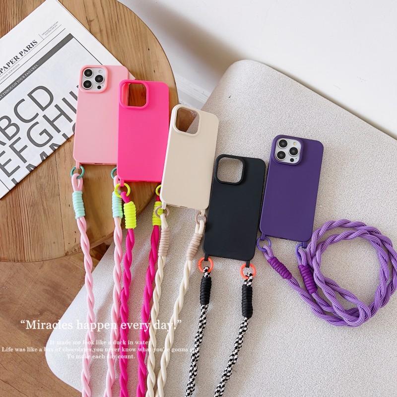 Shockproof Candy Lanyard Case For iPhone 17 Pro Max 14 12 11 13 15 16 Plus Air Crossbody Neck Cord Rope Strap Soft TPU Cover
