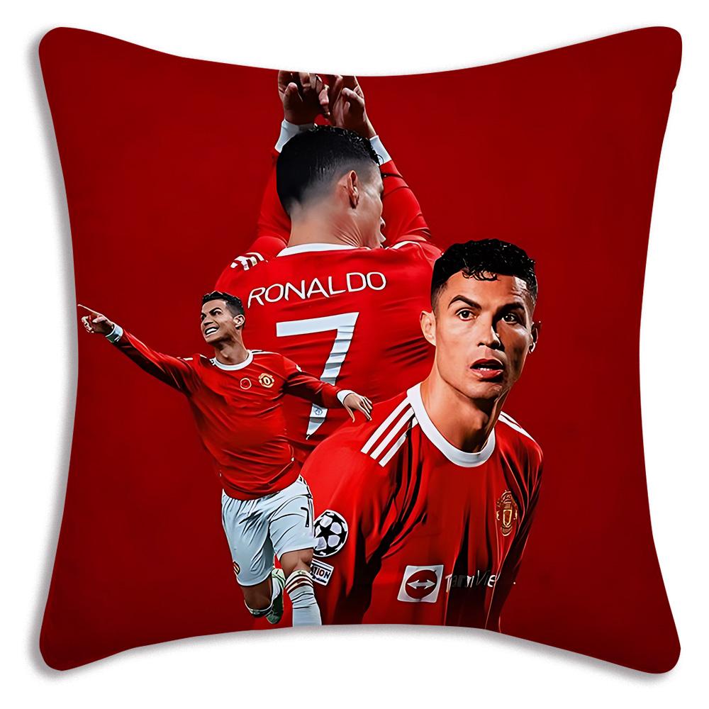 Povlaky na polštáře Kreslené Dekorativní na pohovku Domácí Oboustranný tisk Krátký plyš Roztomilý polštář Fotbalová hvězda C Ronaldo Číslo 7 Povlak