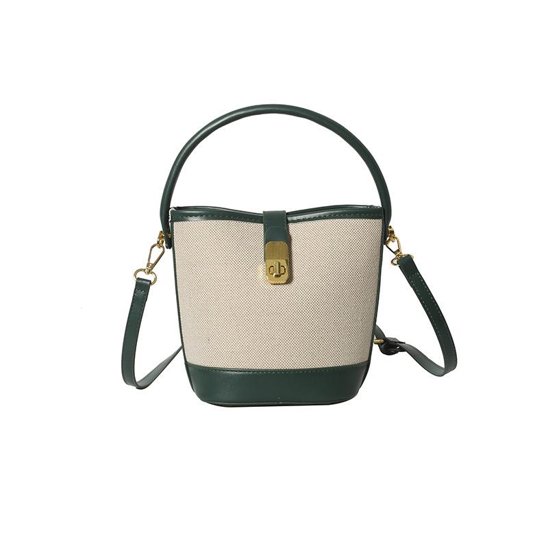 Torebka damska nowa modna przenośna torebka typu bucket niszowy design kontrastowe łączenie kolorów na ramię listonoszka