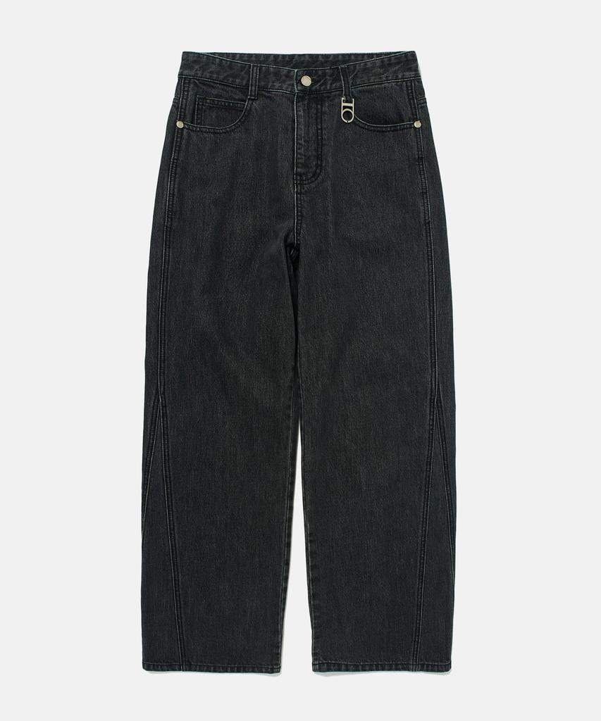DTHIRTYONE Diagonal Relaxed Denim Pants (Washed Black)