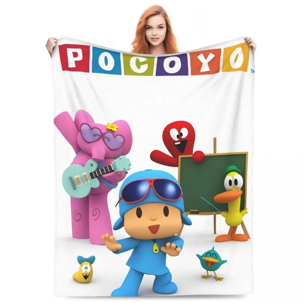 Cute Cartoon PPOCOYO Anime Printed Blanket Picnic Flannel Throw Blanket For Bedroom Warm Soft Custom DIY Quality Bedspread Gift