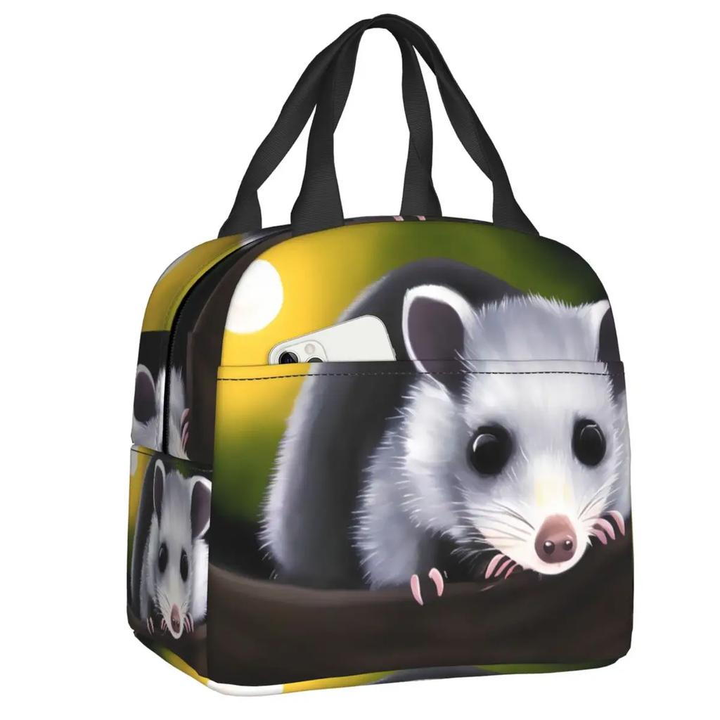 Opossum Insulated Lunch Tote Bag for Women Animal Pet Resuable Thermal Cooler Food Lunch Box Outdoor Camping Travel