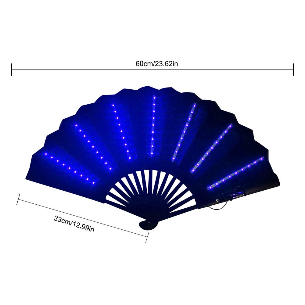 Night Show Halloween Christmas Rave Festival Accessories Dancing Light Fan Glow Folding Led Fan Glow In The Night Party Supplies