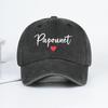 Papounet Handgeschriebener Herz-Print Vintage Gewaschene Baseballkappe mit Verstellbarem Riemen Lässig Alltag Unisex Vatertag Geschenk