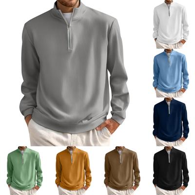 Men's Short Zip Pullover Turtleneck Long Sleeve Top
