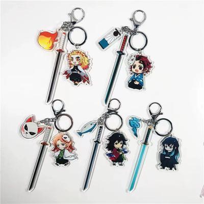 Keychain Pendant Anime Demon Slayer Kimetsu No Yaiba Kamado Tanjirou Double Sided HD Bag Pendant Gift For Fans Cosplay Props Jewelry Gift
