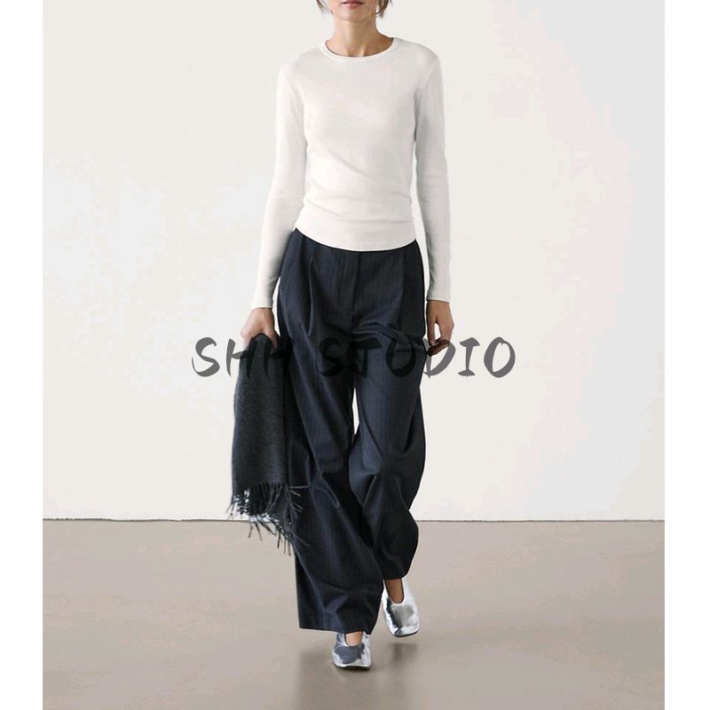 MD Spring New Women's Clothing Basic Style Inner Slim Fit Comfortable Cotton round Neck Long Sleeves T-shirt 6854803