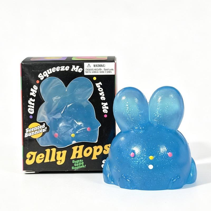 Needoh Jelly Hops Glitter Rabbit Tpr Squeeze Ball Safety Colorful Knead Anxiety Relief Adhd Fidget Toy Desktop Healing Ornament