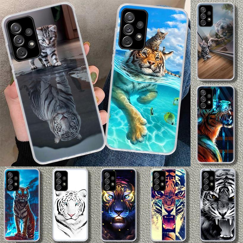 Animal Tiger Cat Phone Case Cover For Samsung Galaxy A12 A22 A32 A52 A72 A02S A51 A50S A31 A20S A10S Note 20 Ultra 10 Plus Galax