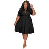 Elegant Casual Solid Color Shirt Dress Summer Short Sleeve Lapel for Plus Size Women