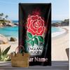 England Rugby Custom Beach Towel, Print Your Name Text Lightweight Absorbent Towel for Swimming Travel