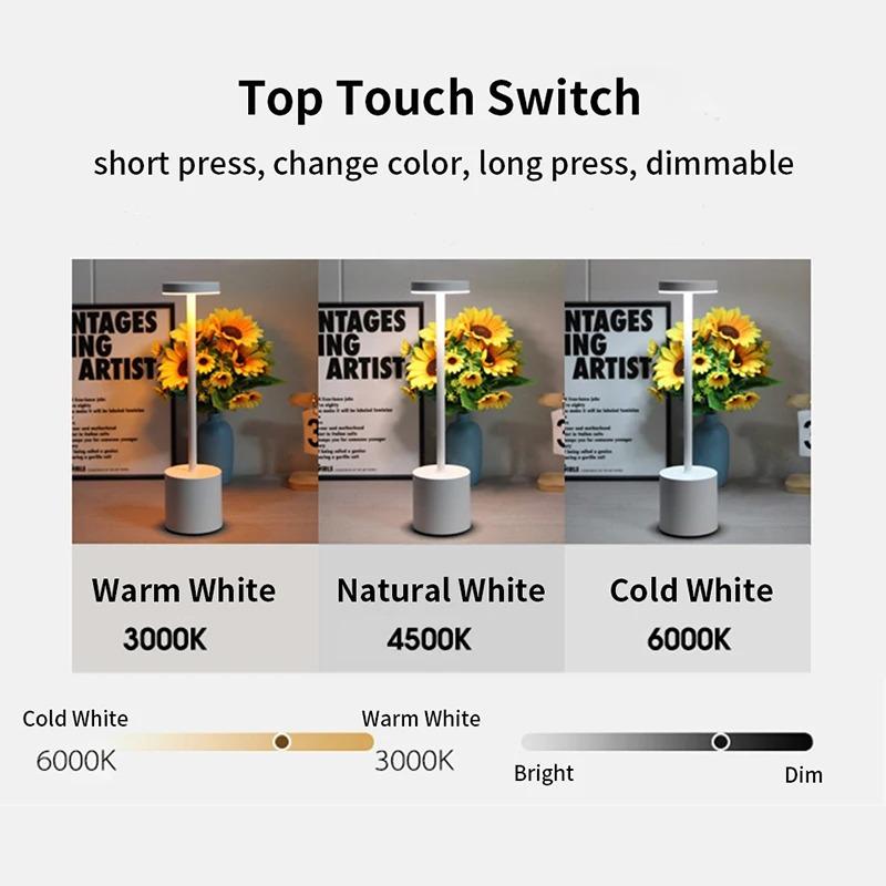 Creative Table Lamp USB Rechargeable Night Light 3 Color Adjustable Temperatures Modern Style LED Night Light Bar Outdoor Decor