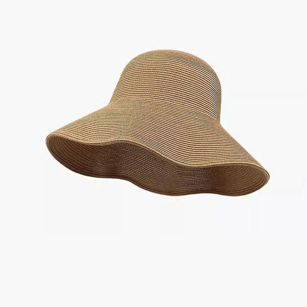 Simple foldable travel vacation sunscreen beach bucket hat straw hat women's summer tide face visor
