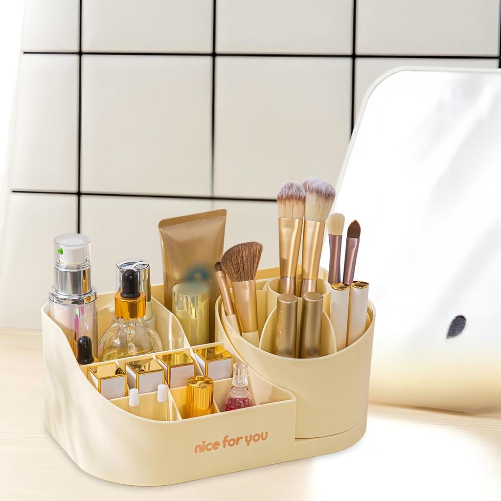 Nricrlus Small Item Storage Large Capacity Desk Organizer for Stationery and Nordic Lipstick Storage Cosmetics Storage Rotating Multifunctional