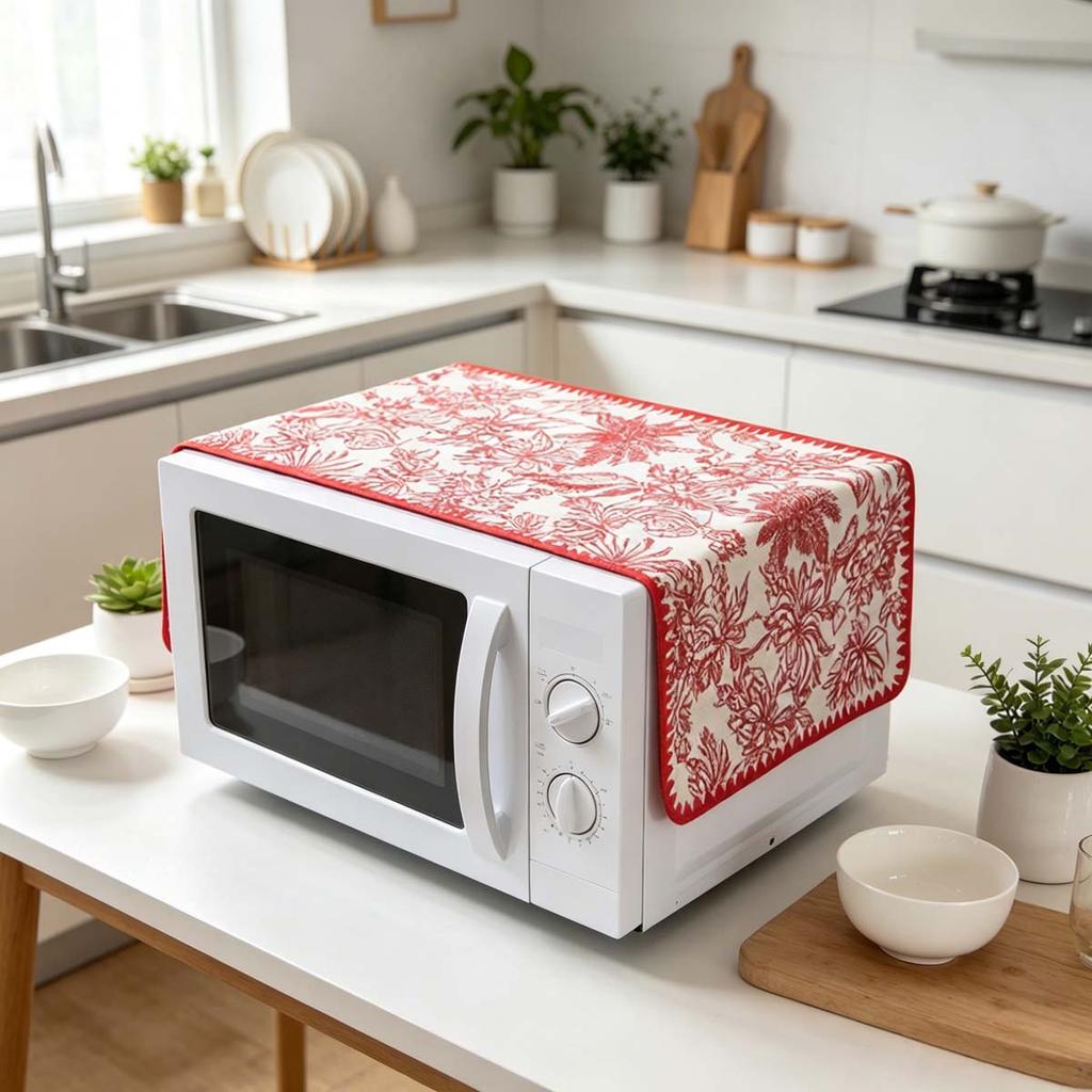 30x90cm Easy to Install Cotton Linen Microwave Dust Cover Anti Dust Cover