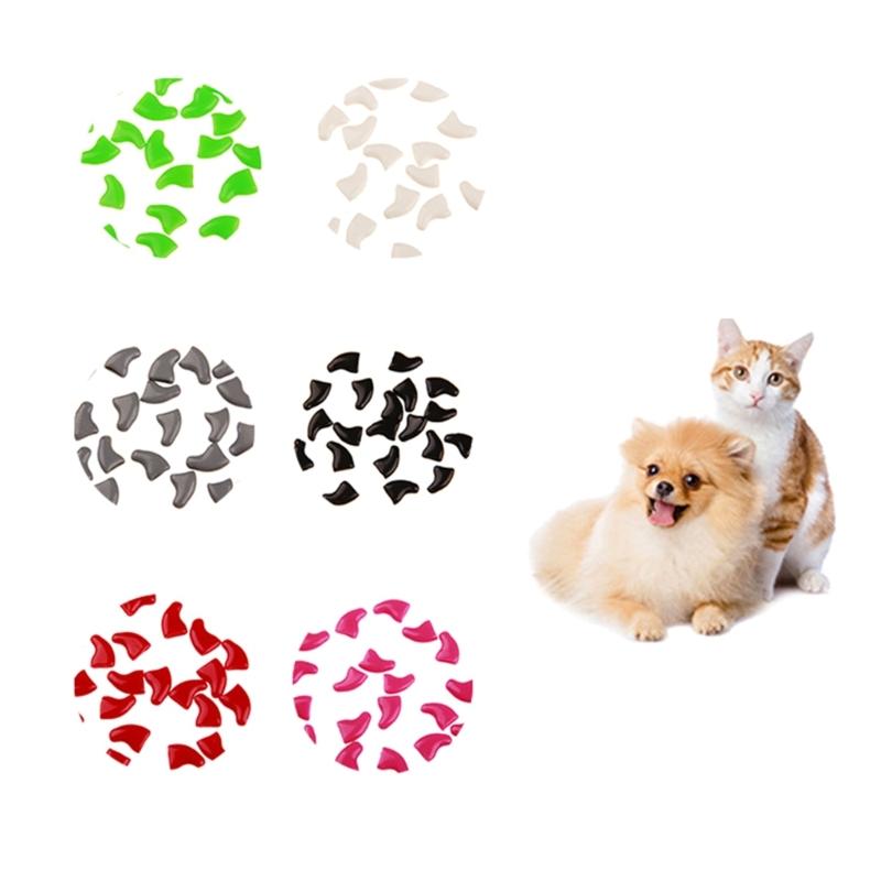 20 PCS/Lot Fashion Colorful Cat Dogs Nail Caps Soft Cat Dogs Claw Soft Claw Multi-color Can Choose Multi-size for Cats