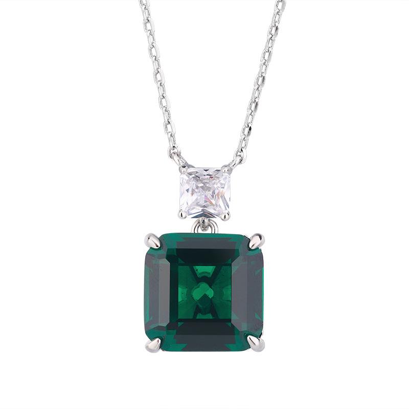 Jewelry Copper Bottom Gold Plating Simulation Corundum Green Nano Temperament Set Main Stone 12 * 12