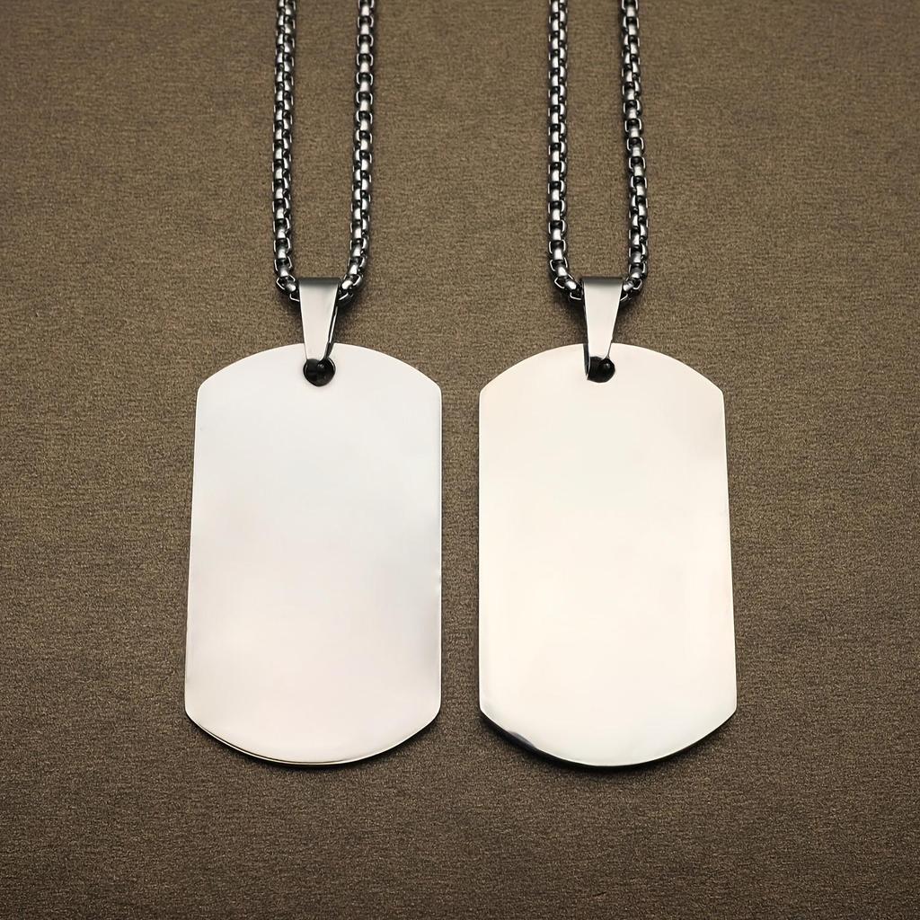 Stainless Steel Black Dog Tag Necklace - Trendy Hip Hop Style for Men & Women, Custom Engravable Titanium Steel Jewelry.