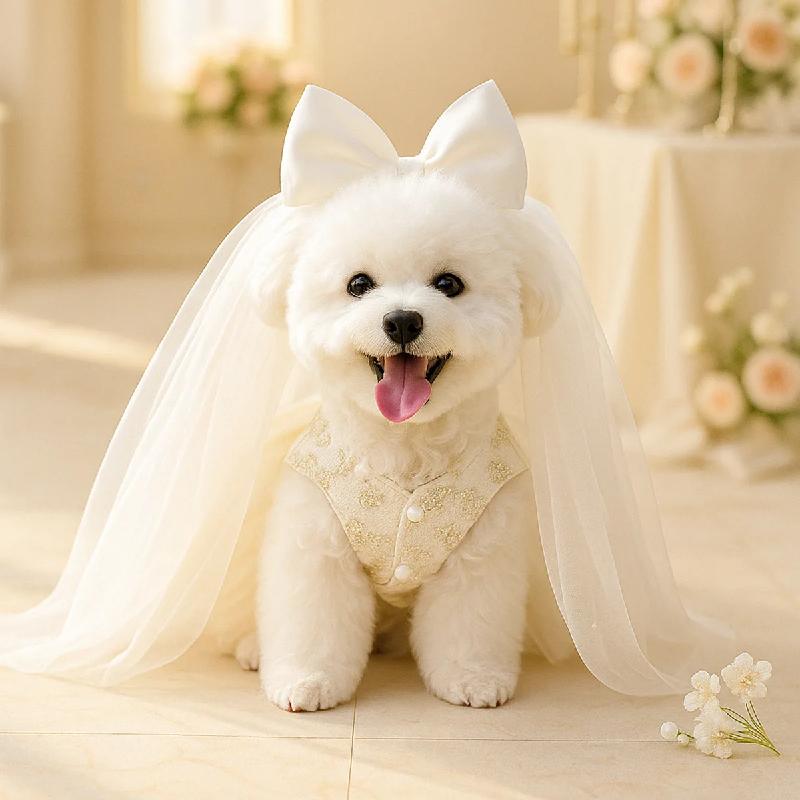 Fancy Dog wedding Dresses with Leash Ring Doggy Cat Tutu Skirt Puppy Kitty Birthday Party supplies pet formal wear pet clothes