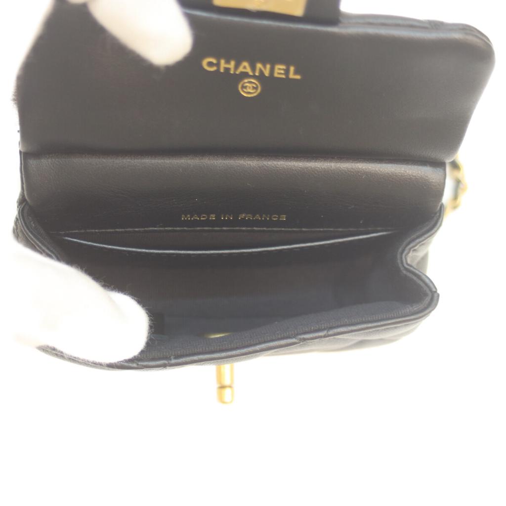 CHANEL AP2271 #31 Black Ram Mini Chain Clutch Chain Shoulder Shoulder bag blackUsed